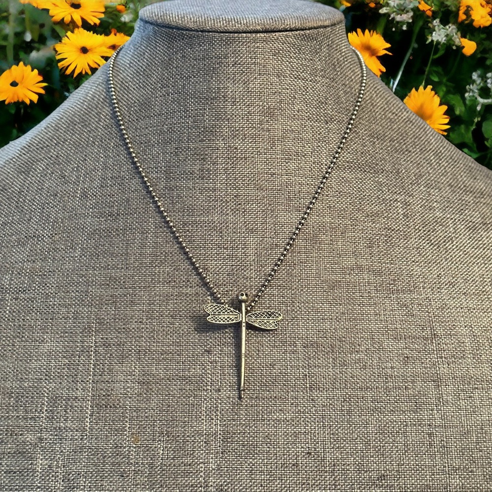Vintage Perch dragonfly pendant necklace